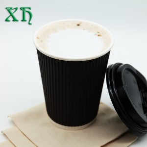 Biodegradable 12 oz ripple wall paper cup for hot coffee wholesale coffee cups