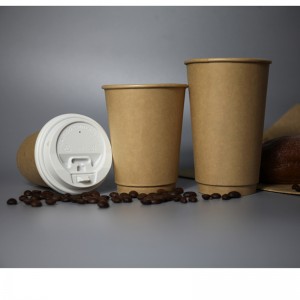 500 ml PE/PLA  Lining Double Wall Paper Cup 16 oz-Kraft